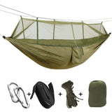 1-2 Person Portable Outdoor Camping Hammock with Mosquito Net High Strength Parachute