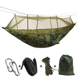 1-2 Person Portable Outdoor Camping Hammock with Mosquito Net High Strength Parachute