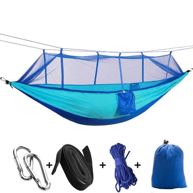 1-2 Person Portable Outdoor Camping Hammock with Mosquito Net High Strength Parachute