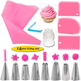 14Pcs/Set Piping-Nozzles Silicone Pastry Bag Kit Cake Decorating Tools DIY Icing Piping Cream/whipped cream/heavy whipping cream