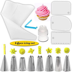 14Pcs/Set Piping-Nozzles Silicone Pastry Bag Kit Cake Decorating Tools DIY Icing Piping Cream/whipped cream/heavy whipping cream