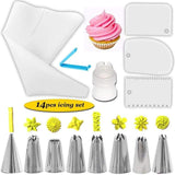 14Pcs/Set Piping-Nozzles Silicone Pastry Bag Kit Cake Decorating Tools DIY Icing Piping Cream/whipped cream/heavy whipping cream