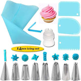 14Pcs/Set Piping-Nozzles Silicone Pastry Bag Kit Cake Decorating Tools DIY Icing Piping Cream/whipped cream/heavy whipping cream