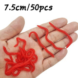 20PCS-100pcs Lifelike Red Worm Soft Lure Earthworm ice Winter Fishing Silicone Artificial Bait Fishy Shrimp Additive Bass Carp