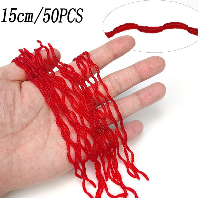 20PCS-100pcs Lifelike Red Worm Soft Lure Earthworm ice Winter Fishing Silicone Artificial Bait Fishy Shrimp Additive Bass Carp