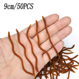 20PCS-100pcs Lifelike Red Worm Soft Lure Earthworm ice Winter Fishing Silicone Artificial Bait Fishy Shrimp Additive Bass Carp