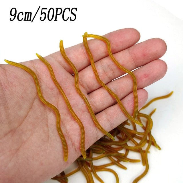 20PCS-100pcs Lifelike Red Worm Soft Lure Earthworm ice Winter Fishing Silicone Artificial Bait Fishy Shrimp Additive Bass Carp