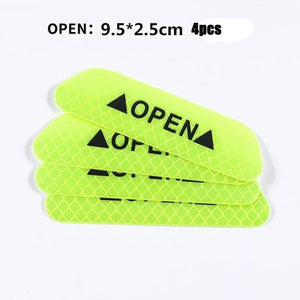 4pcs Car OPEN Reflective Tape Warning Mark Reflective Open Notice Bicycle Accessories Exterior Car Door Stickers DIY