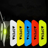 4pcs Car OPEN Reflective Tape Warning Mark Reflective Open Notice Bicycle Accessories Exterior Car Door Stickers DIY