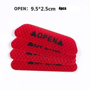 4pcs Car OPEN Reflective Tape Warning Mark Reflective Open Notice Bicycle Accessories Exterior Car Door Stickers DIY