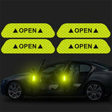 4pcs Car OPEN Reflective Tape Warning Mark Reflective Open Notice Bicycle Accessories Exterior Car Door Stickers DIY