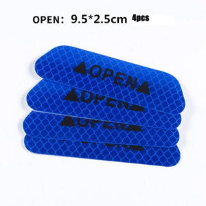 4pcs Car OPEN Reflective Tape Warning Mark Reflective Open Notice Bicycle Accessories Exterior Car Door Stickers DIY