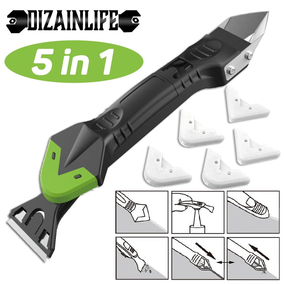 5 in1 Silicone Remover Sealant Smooth Scraper Caulk Finisher Grout Kit Tools Floor Mould Removal Hand Tools Set Accessories