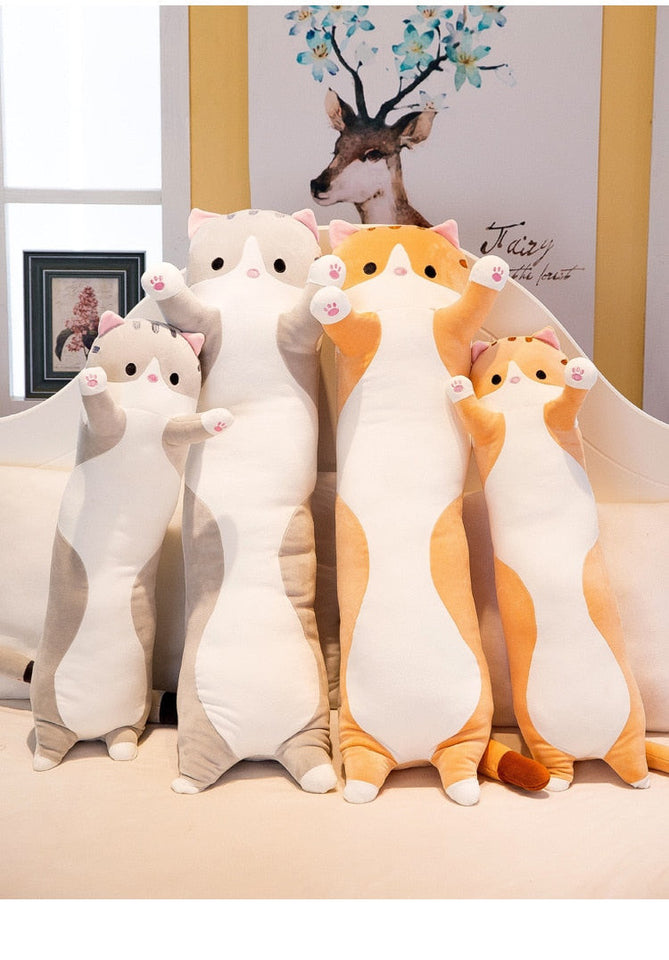 Cat Body Pillow/long cat body pillow/Tubular Animals Pillow Plush 3D Stuffed Animal Unicorn, Dino, Fox, Kitty, Bunny or Pig