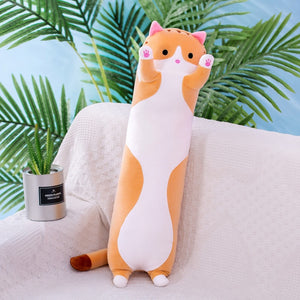 Cat Body Pillow/long cat body pillow/Tubular Animals Pillow Plush 3D Stuffed Animal Unicorn, Dino, Fox, Kitty, Bunny or Pig