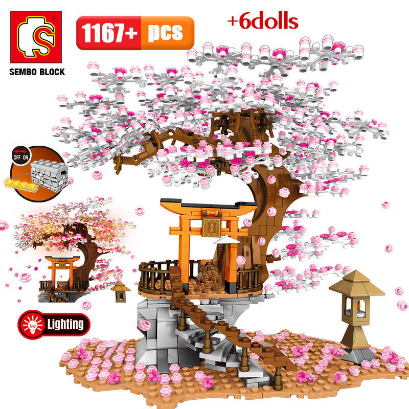 ColiCor DIY Sakura Tree house Scenery Building Set