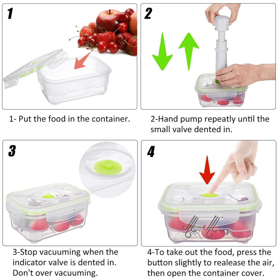 Foodsaver Container/Lasting Freshness 4 Piece Vacuum Seal Food Storage Container Set, Rectangle