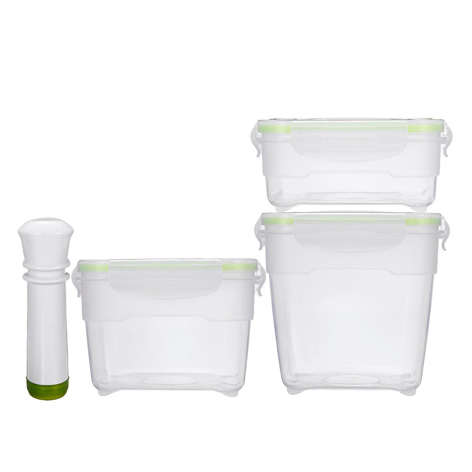 Foodsaver Container/Lasting Freshness 4 Piece Vacuum Seal Food Storage Container Set, Rectangle