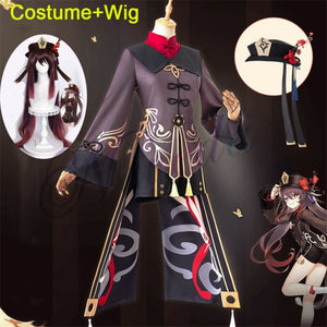 Genshin Impact Hutao Cosplay Costume Uniform Wig Cosplay Anime Game Hu Tao Chinese Style Halloween