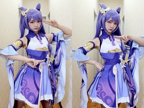 Game Genshin Impact Keqing Cosplay Costumes Genshin Ke Qing Impact Halloween