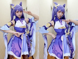 Game Genshin Impact Keqing Cosplay Costumes Genshin Ke Qing Impact Halloween