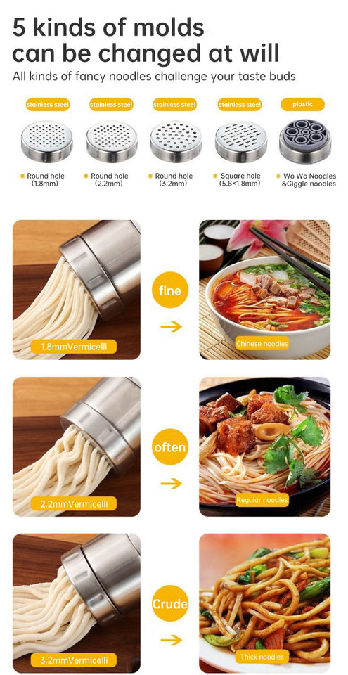 Manual Noodle Maker Stainless Steel Press Pasta Spaghetti Machine/Press Pasta Machine/stand mixer pasta press