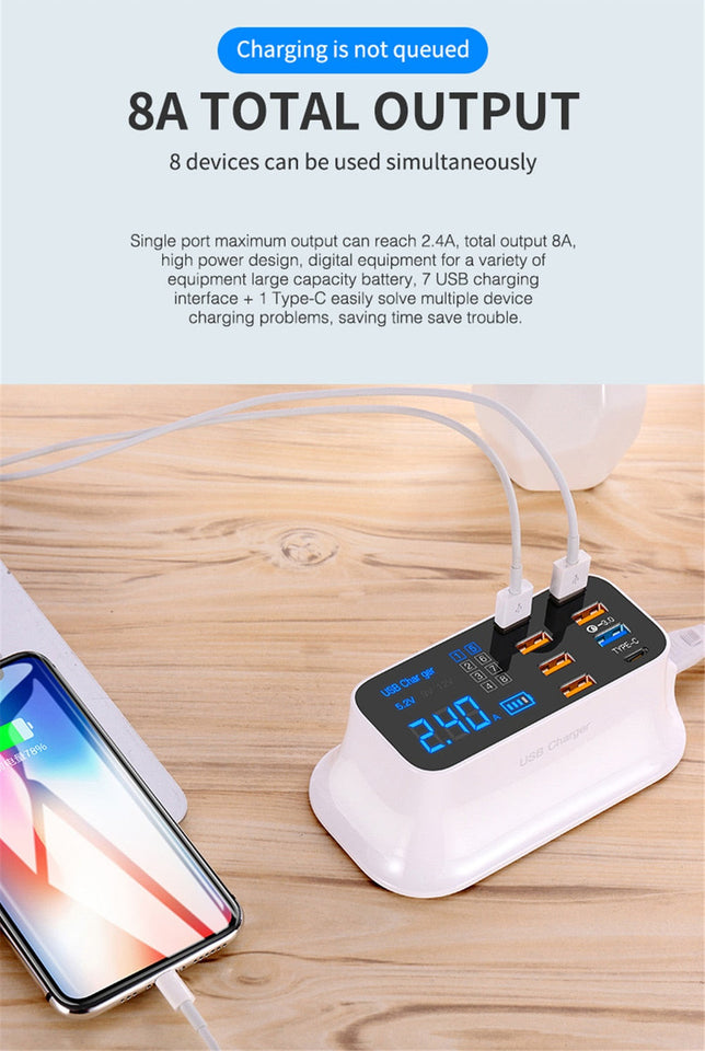 Multi Port Usb Charger/ best multi port usb charger/8 Port USB Charger - Super Fast!