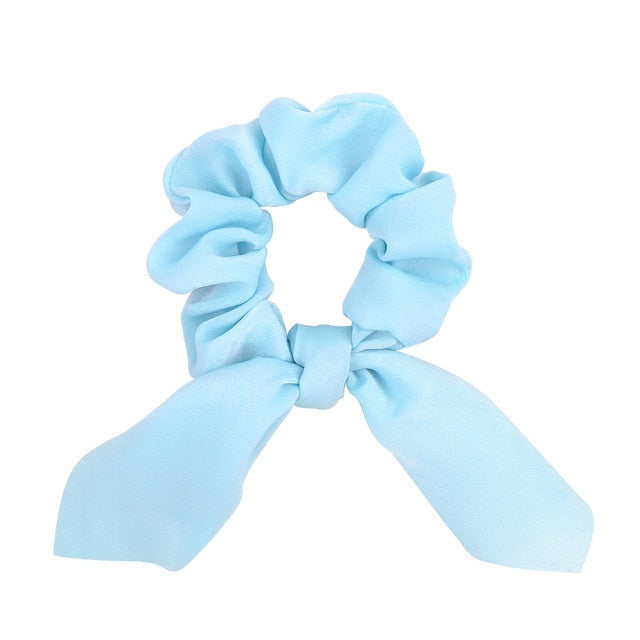 New Chiffon Bowknot Elastic Hair Bands For Women Girls Solid Color Scrunchies Headband Hair Ties Ponytail Holder Hair Accessorie