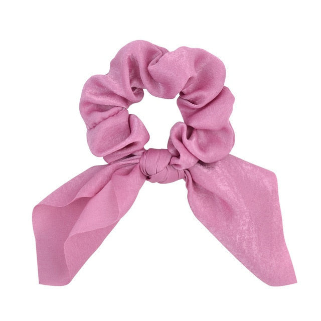 New Chiffon Bowknot Elastic Hair Bands For Women Girls Solid Color Scrunchies Headband Hair Ties Ponytail Holder Hair Accessorie