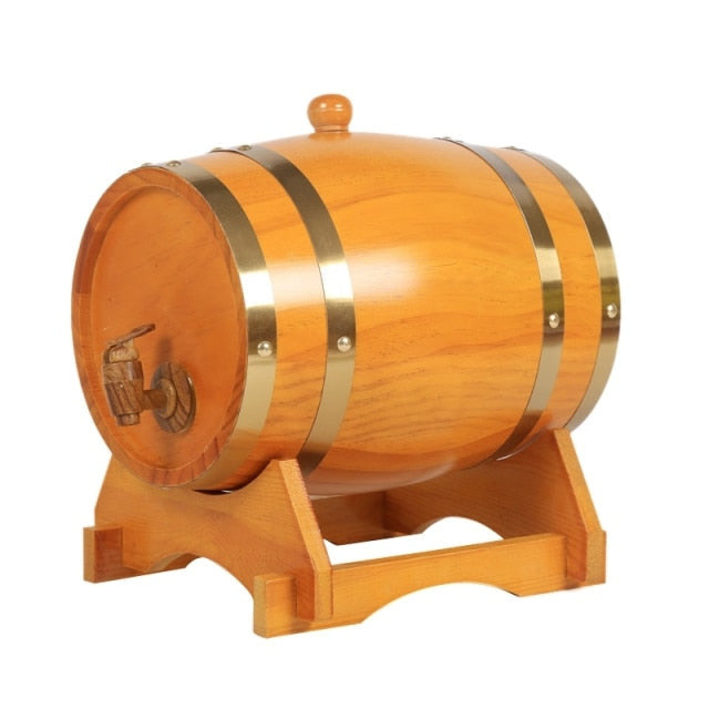 Oak Barrel, 1.5 L Oak Storage Barrel Built-in Foil Liner to Store Your Own Whiskey/wine barrel