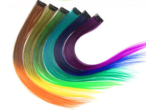 Ombre Color Clip in Hair Extensions 20 Inch Colorful Synthetic Straight Clip on Hair