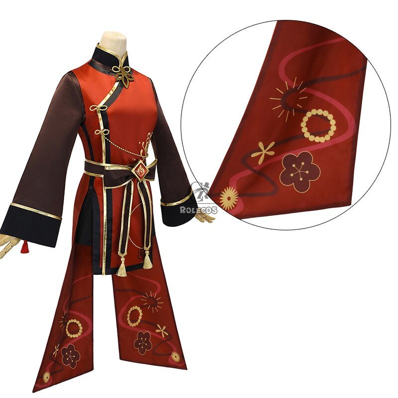 ROLECOS Game Genshin Impact Hutao Cosplay Costume Hu Tao Uniform Cosplay Chinese Style Halloween