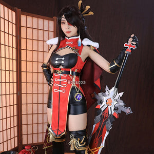 ROLECOS Genshin Impact Beidou Cosplay Costume Beidou Cosplay Costume Women Black Red Costume Halloween