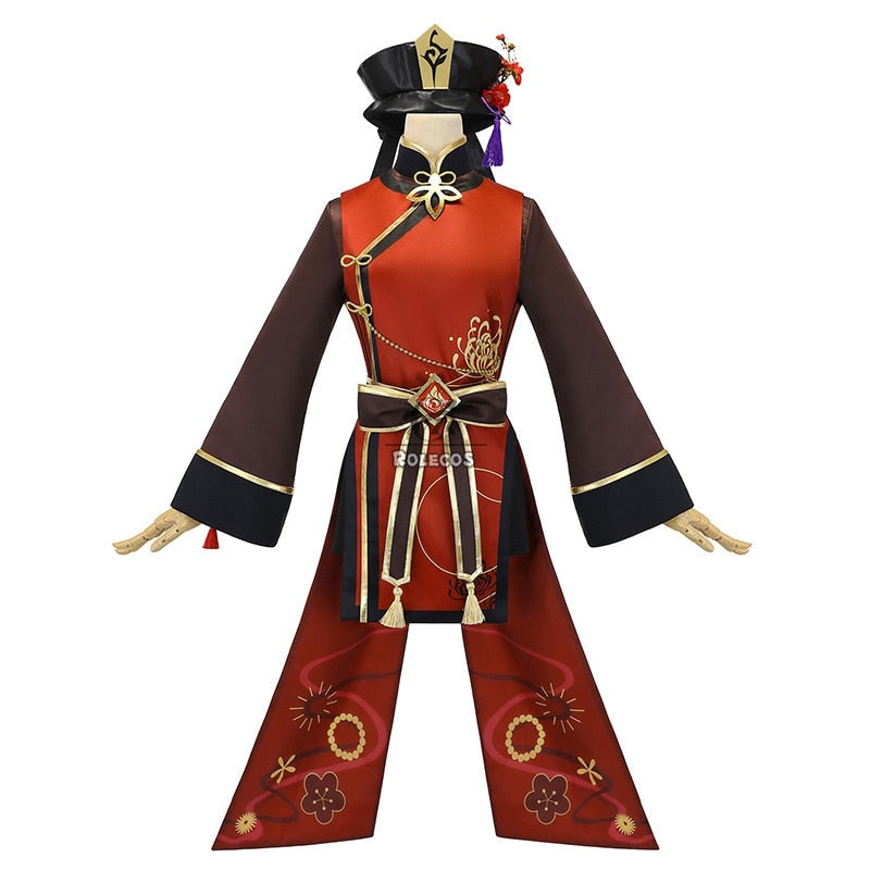 ROLECOS Game Genshin Impact Hutao Cosplay Costume Hu Tao Uniform Cosplay Chinese Style Halloween