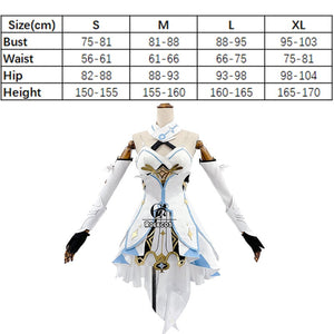 ROLECOS Genshin Impact Cosplay Costume Traveler Lumine Cosplay Costume Women White Costume Halloween