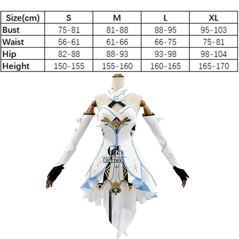 ROLECOS Genshin Impact Cosplay Costume Traveler Lumine Cosplay Costume Women White Costume Halloween