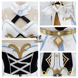 ROLECOS Genshin Impact Cosplay Costume Traveler Lumine Cosplay Costume Women White Costume Halloween