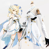 ROLECOS Genshin Impact Cosplay Costume Traveler Lumine Cosplay Costume Women White Costume Halloween