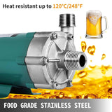 VEVOR Homebrew Pump with Food Grade Stainless Steel Head 1/2" High Temp/HomeBrew Beer Pump Brewing Food